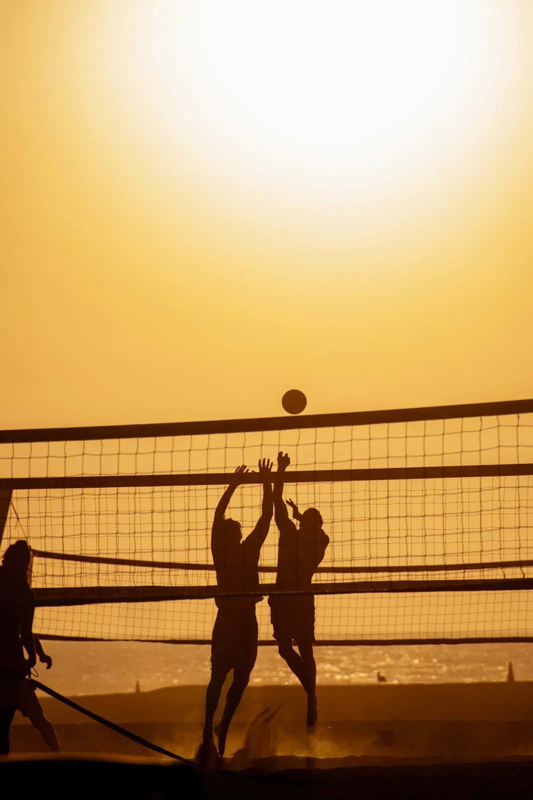 Partita di beach volley al tramonto (foto Micah McKerlich, Unsplash)